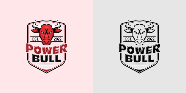 Vector angry power bull vintage mascot gaming logo