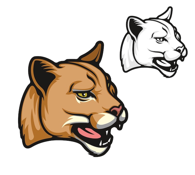 Vector angry puma mountain lion cartoon animal mascot