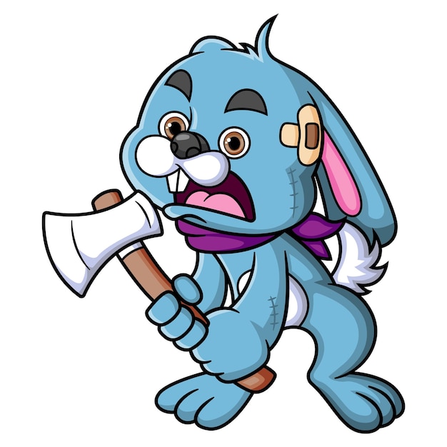 The angry rabbit holding axe