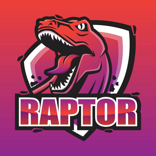 Angry raptor logo design with roars expression