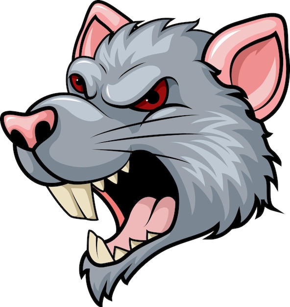 怒っているネズミの頭の漫画の表現