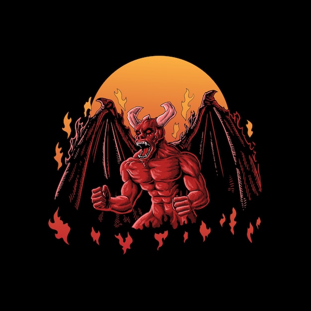 Angry red devil illustration