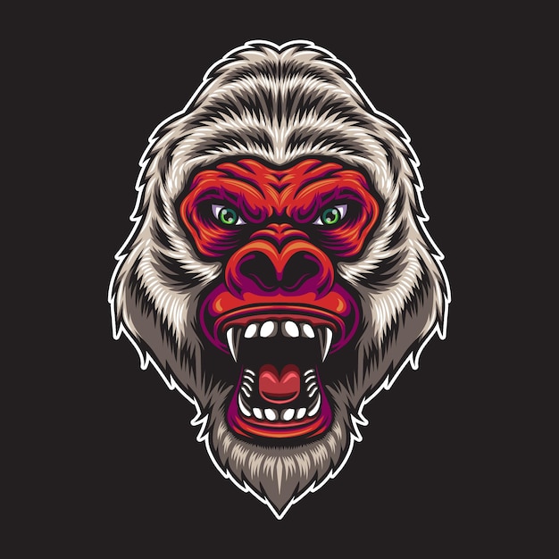 Vector angry red gorilla head  illustration