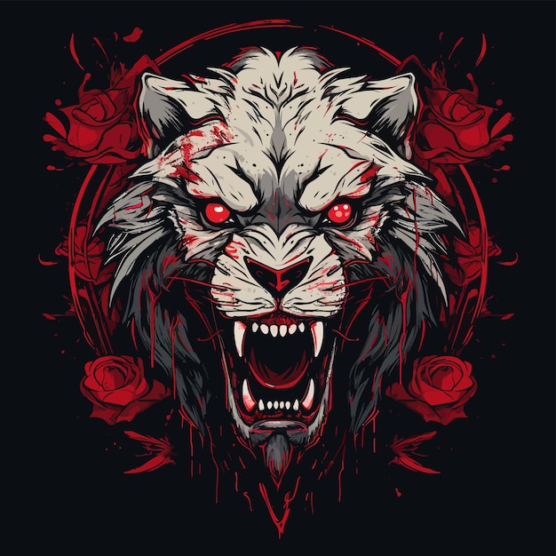 Angry Red Lion King Vector
