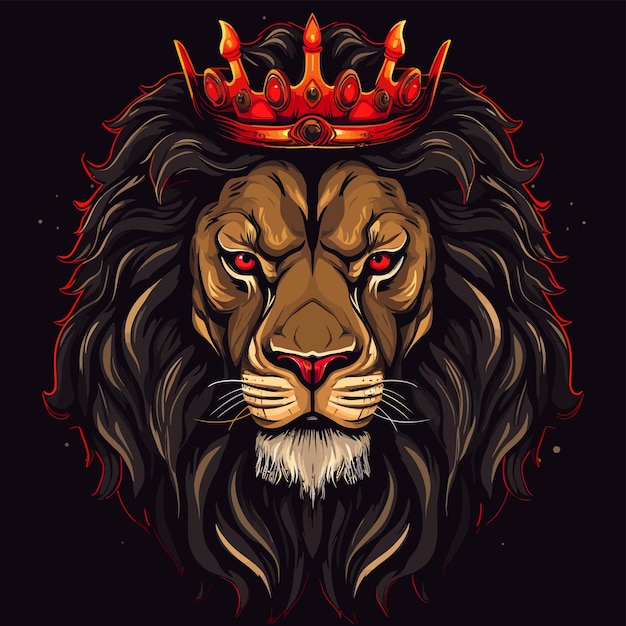 Angry red lion king vector