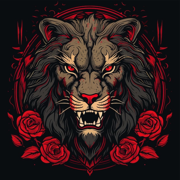 Angry Red Lion King Vector