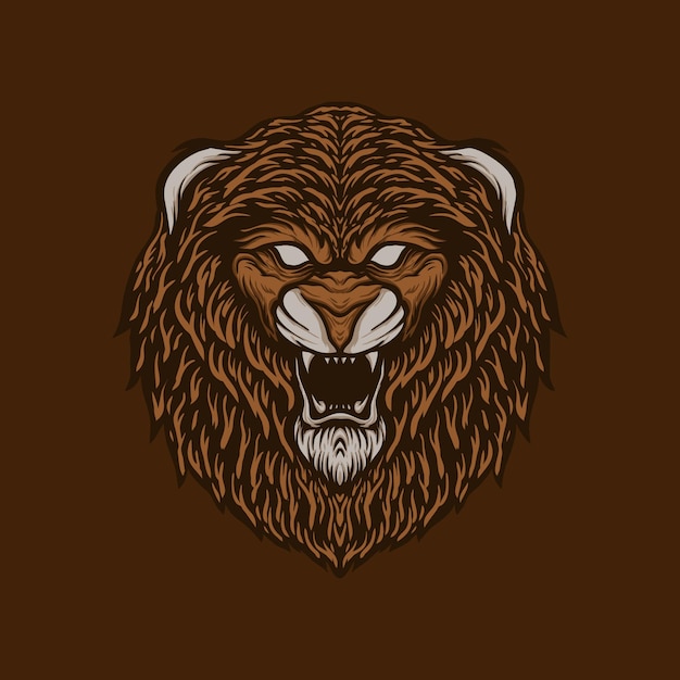 angry roar lion head design illustration