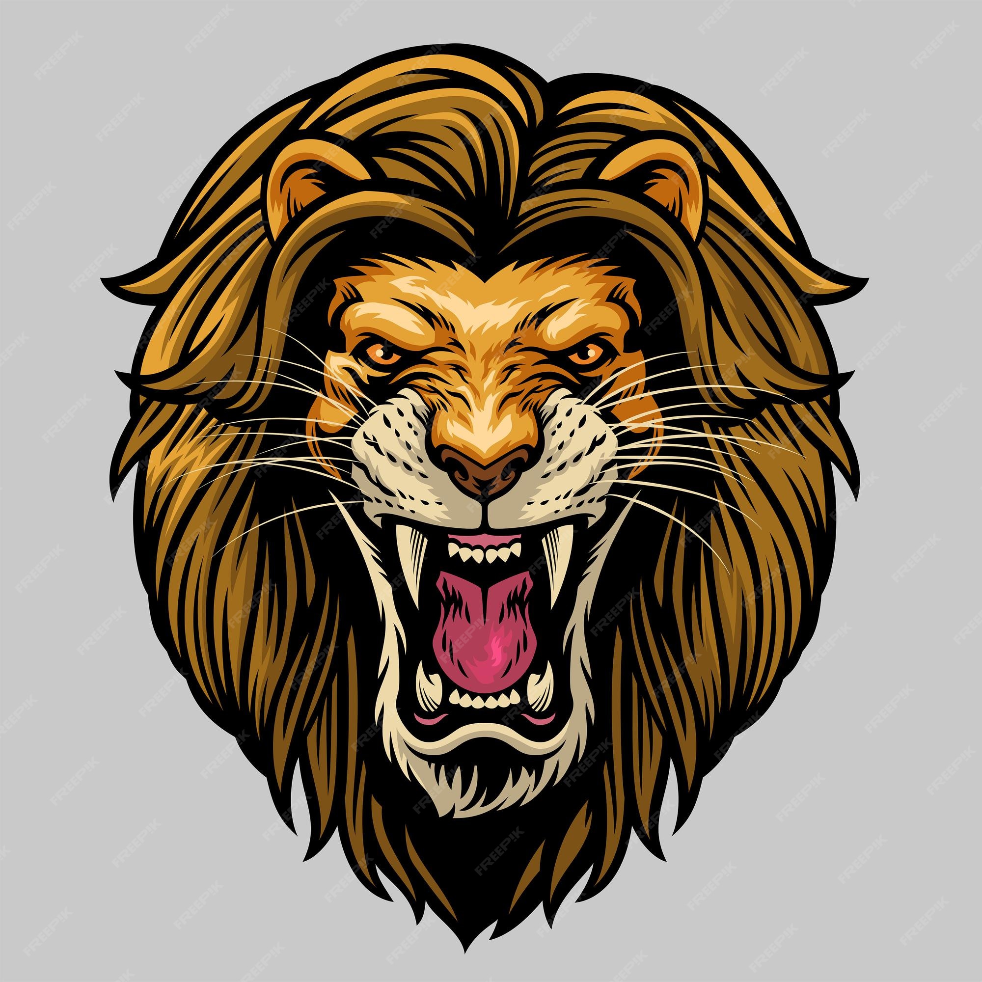 Lion Roaring Outline