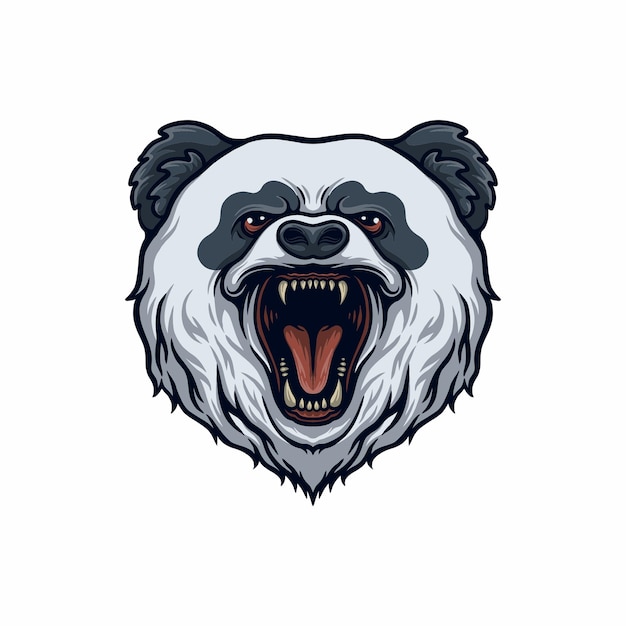 Angry roaring panda head vector illustration