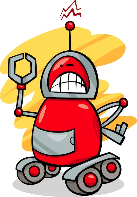 angry robot cartoon illustration