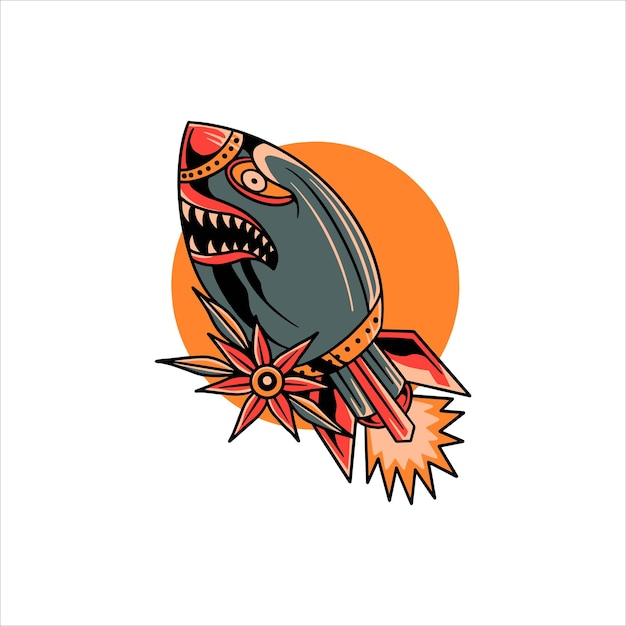 angry rocket tattoo vector design