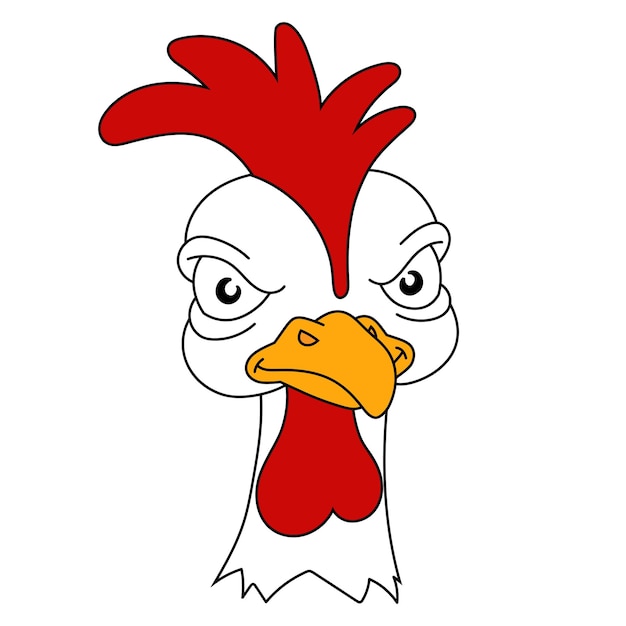 Angry rooster. Displeased poultry. Team mascot.