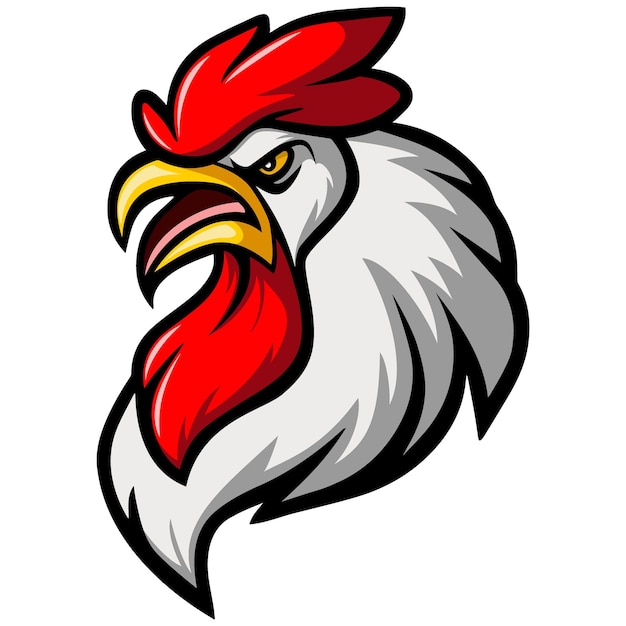 Angry rooster head mascot character