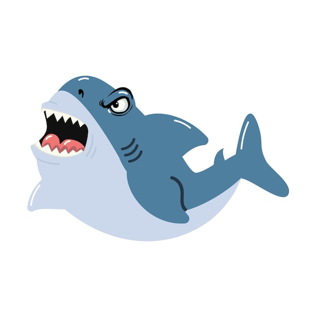 Angry shark with open mouth cartoon