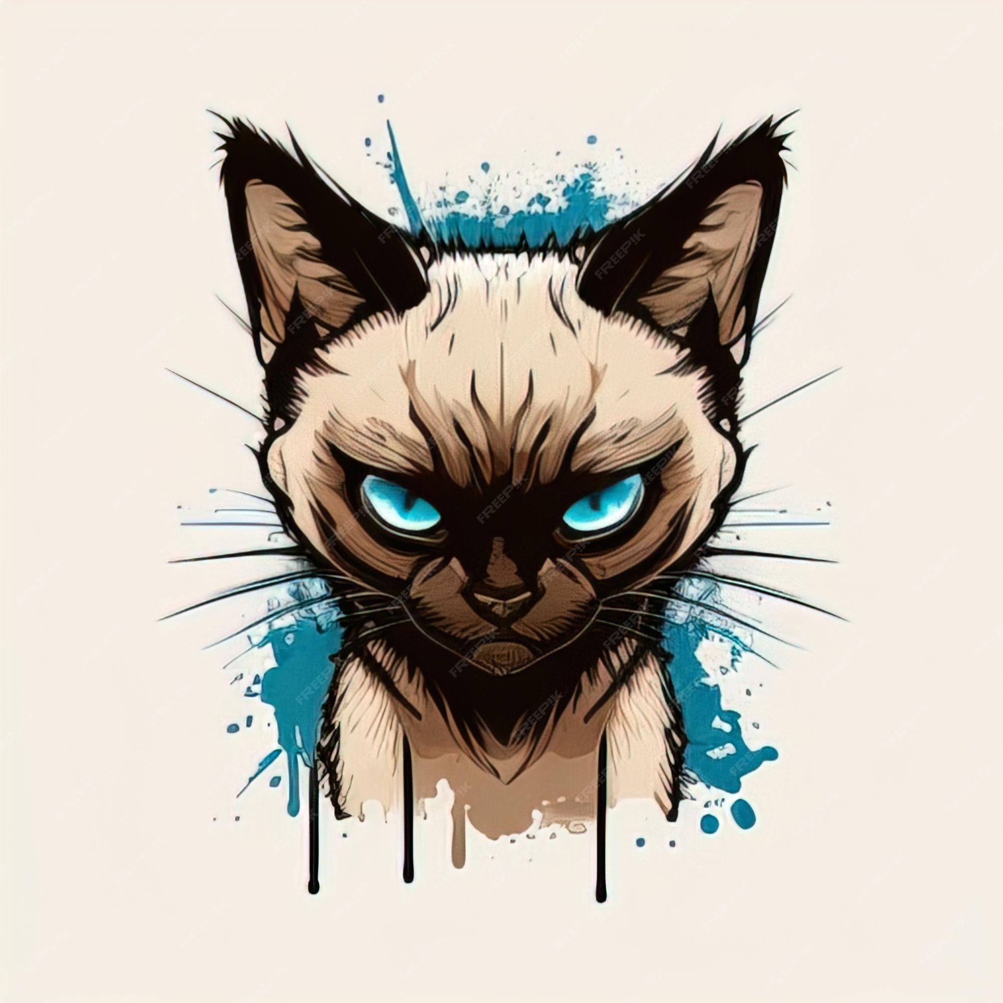 Angry Siamese Cat Gráfico por danmoroboshi · Creative Fabrica