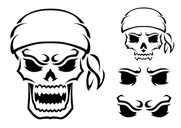 Angry skull Outline silhouette