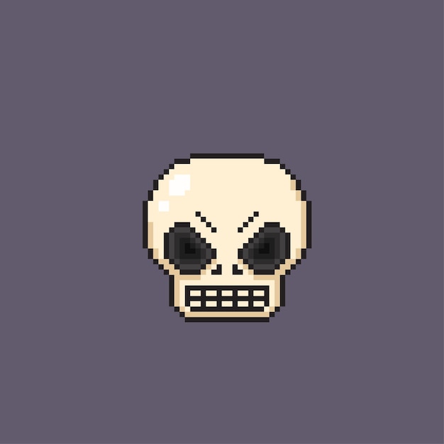 angry skull in pixel art style