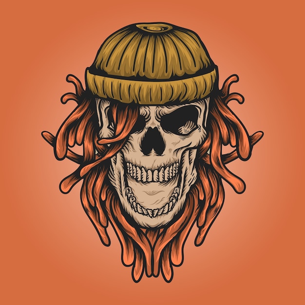 Angry skull using beanie hat