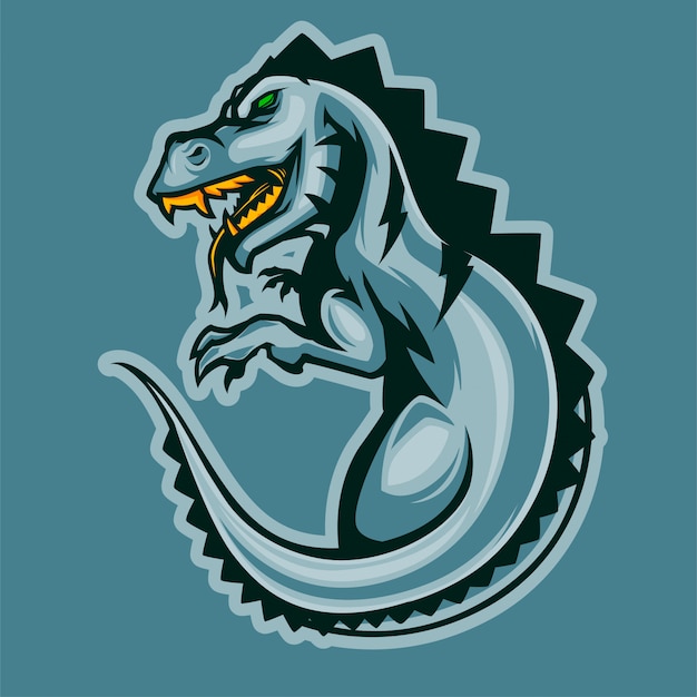 Logo arrabbiato esports di dinosauro t-rex