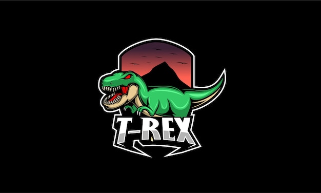 Illustrazione di logo mascotte arrabbiato t rex