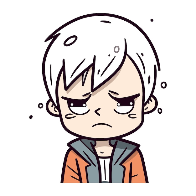 Vector angry teenager boy cute cartoon style vector illustration