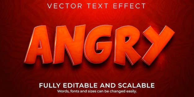 Злой текстовый эффект, редактируемый красный и огненный стиль текста