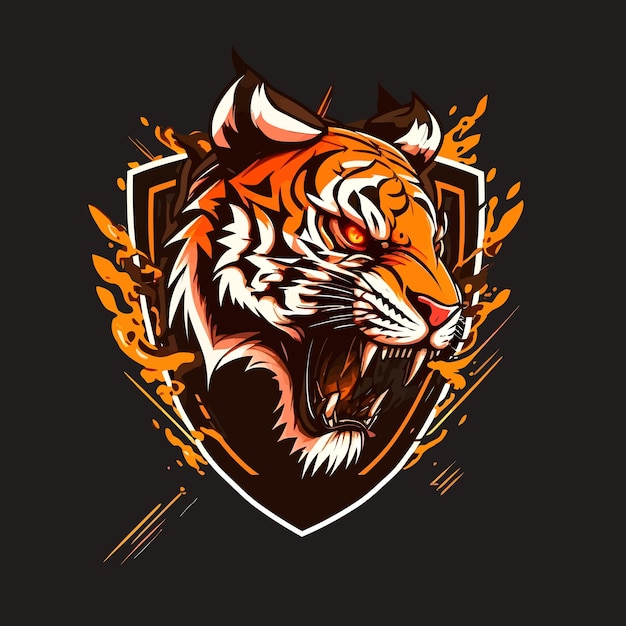 Иллюстрация игрового логотипа талисмана Angry Tiger