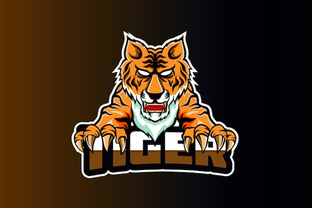 Angry tiger e sport logo team template