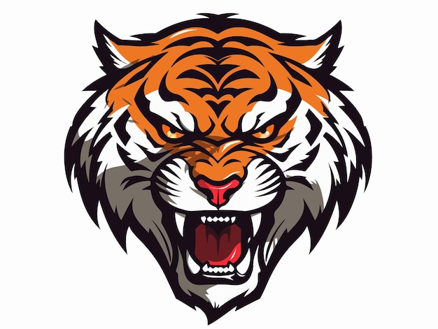 Vector angry tiger esport logo vector illustration with isolated background