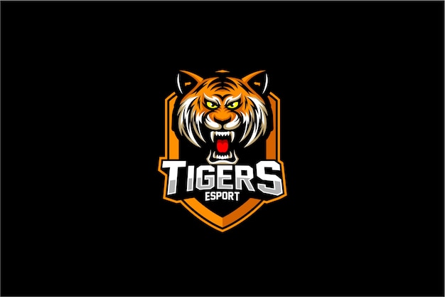 Angry tiger head emblem logo