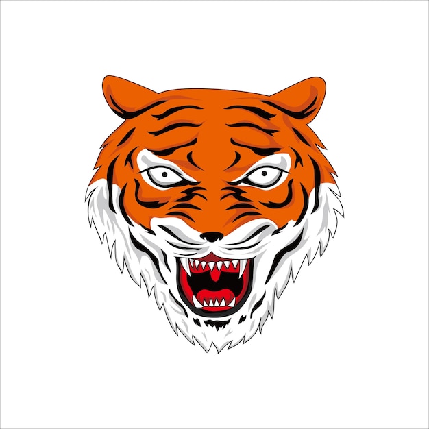 怒っている虎の頭のロゴ。野生動物のマスコット。