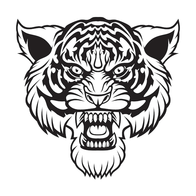 Злой талисман головы тигра, изолированные на белом фоне