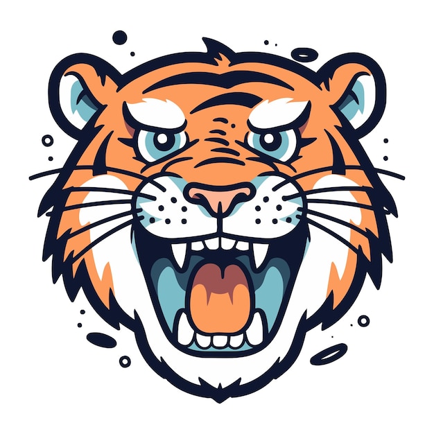 Vector angry tiger head mascot vector illustration isolated on white background