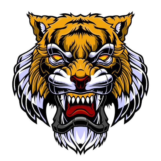 Angry tiger head mascot