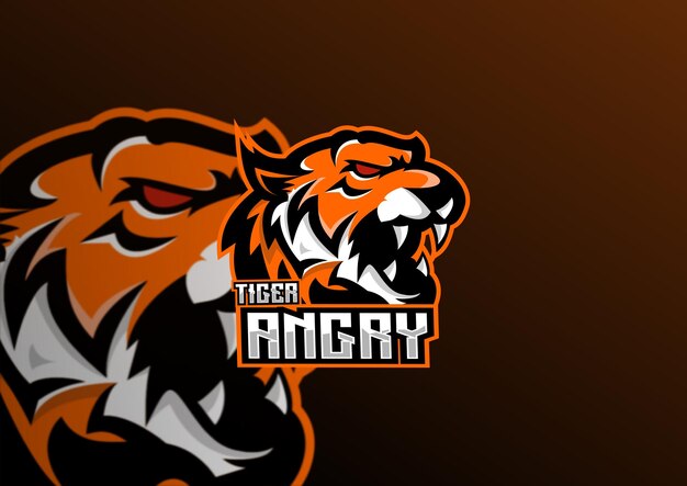 Angry tiger logo gaming esport mascot design