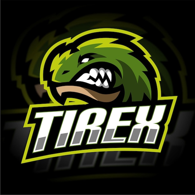 Logo di gioco della mascotte di tirex arrabbiato