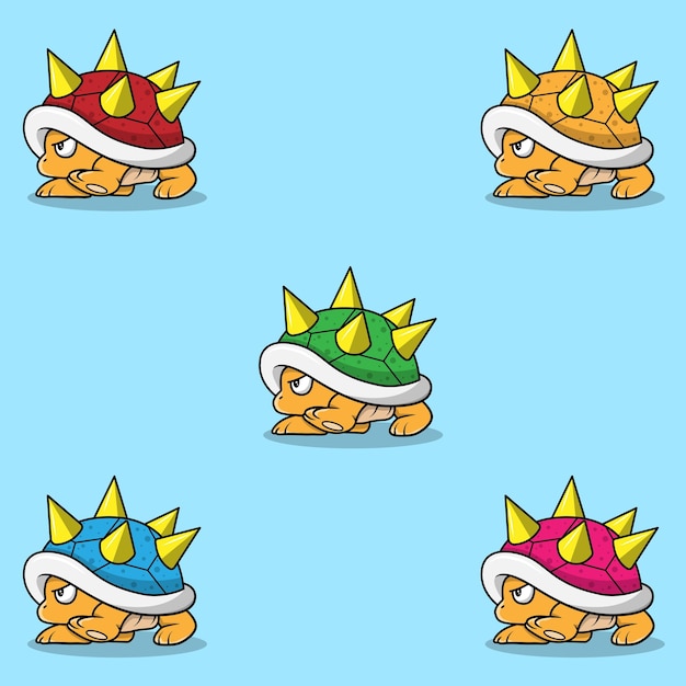 Vector angry turtle enemy collection