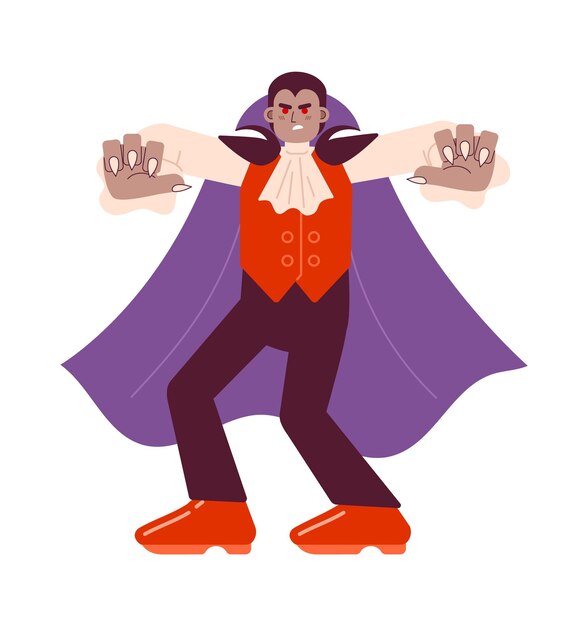 Angry vampire monster flat concept vector spot illustratie Horror dracula 2D cartoon personage op wit voor web UI design Paranormal Classic Halloween geïsoleerd bewerkbare creatieve held afbeelding