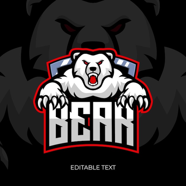 Angry white bear mascot gaming logo design