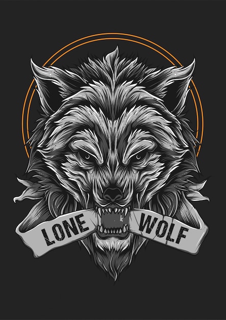 Angry wolf beast face illustration