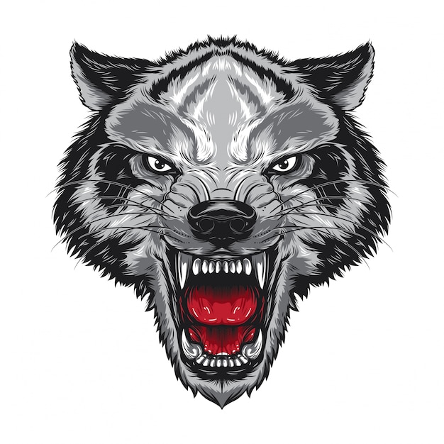 Vector angry wolf face