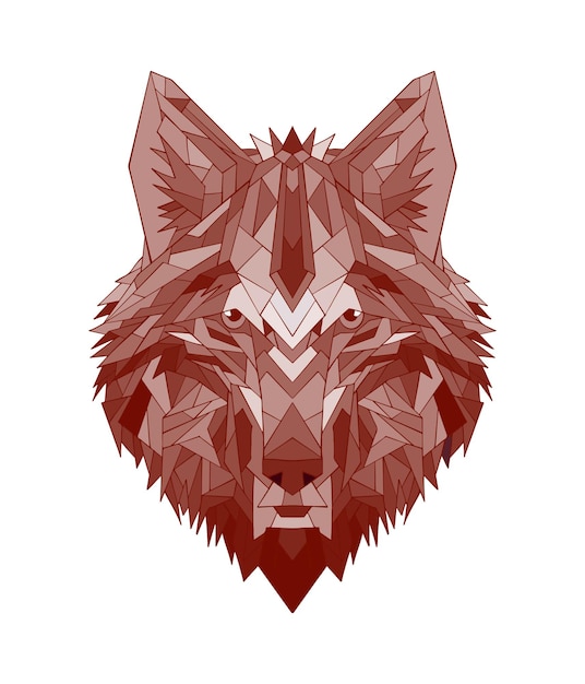 Vector angry wolf head geometric logo mascot illustration design