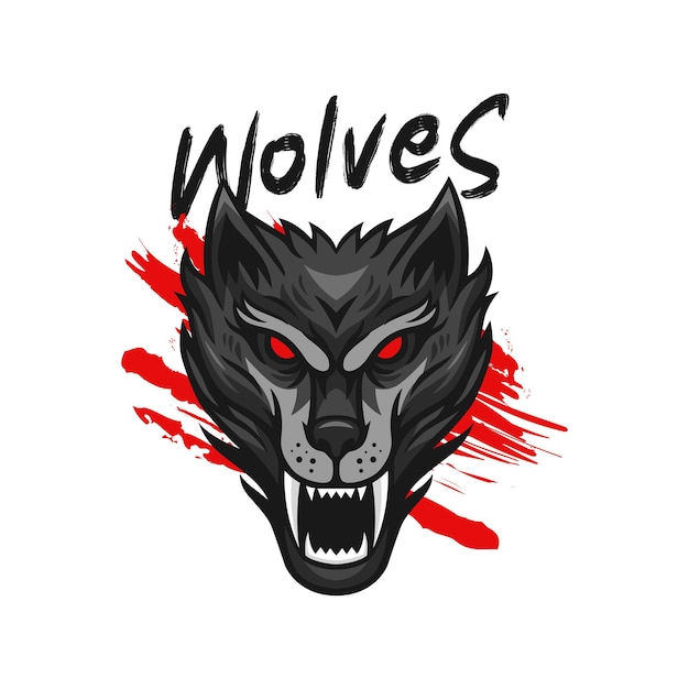 Angry wolf head illustration