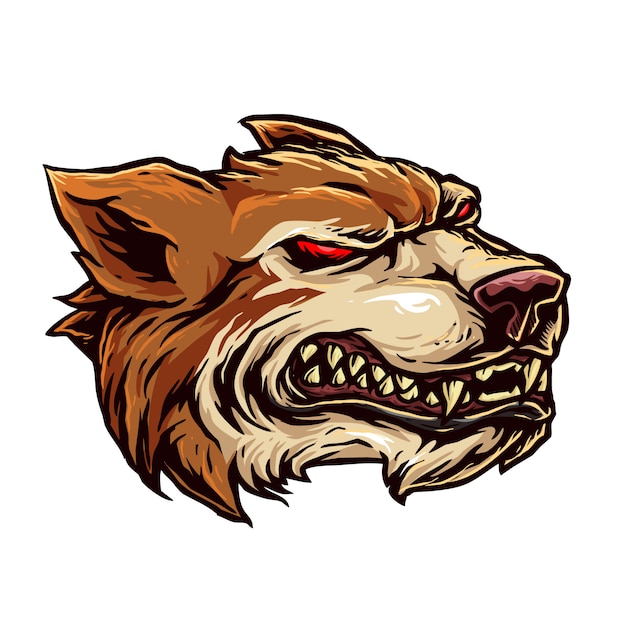 Angry wolf head illustration