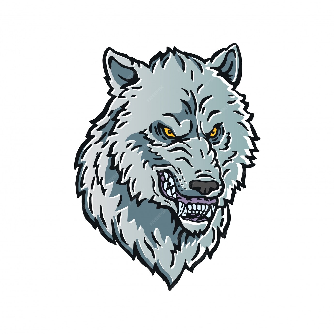 Premium Vector | Angry wolf head logo character illustration