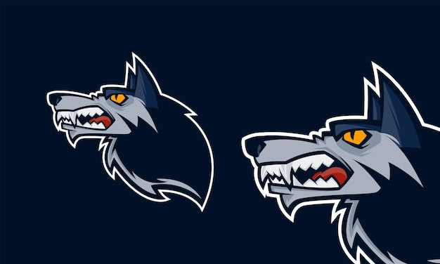 Illustrazione di mascotte di vettore di logo premium testa di lupo arrabbiato