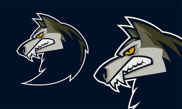 Angry wolf head premium logo vector mascot illustration