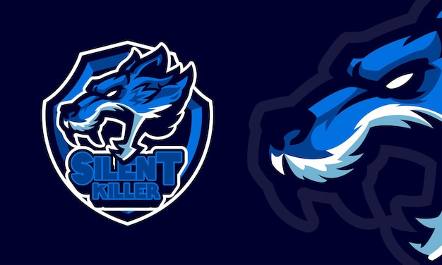 Angry wolf head sports logo mascot illustration