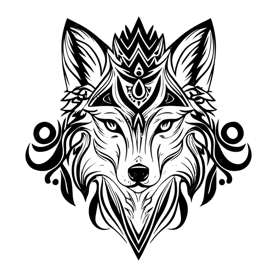 Premium Vector | Angry wolf head tribal tatoo