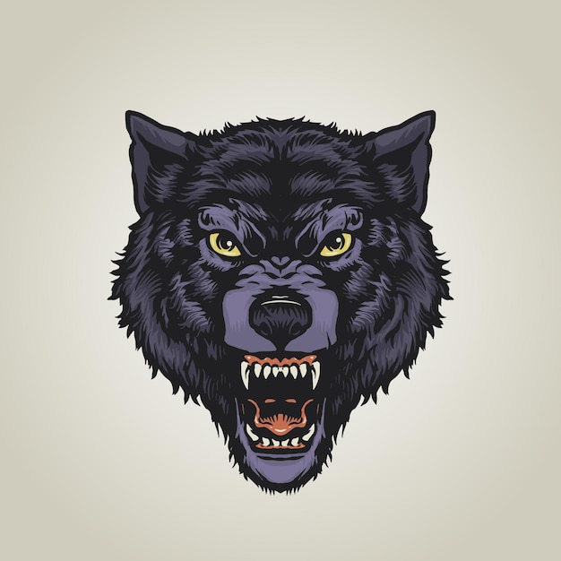 Vector angry wolf illustration